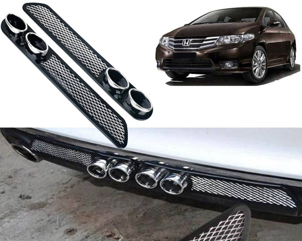 Rear Dual Tip Bumper Lip Diffuser Car Back Bumper Spoiler Lip Splitter Chrome Compatible with City Ivtec Rear Dual Tip Bumper Lip Diffuser Car Back Bumper Spoiler Lip Splitter Chrome Compatible with City Ivtec