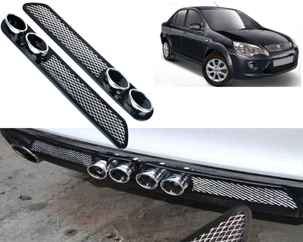 Rear Dual Tip Bumper Lip Diffuser Car Back Bumper Spoiler Lip Splitter Chrome Compatible with Fiesta Classic Rear Dual Tip Bumper Lip Diffuser Car Back Bumper Spoiler Lip Splitter Chrome Compatible with Fiesta Classic