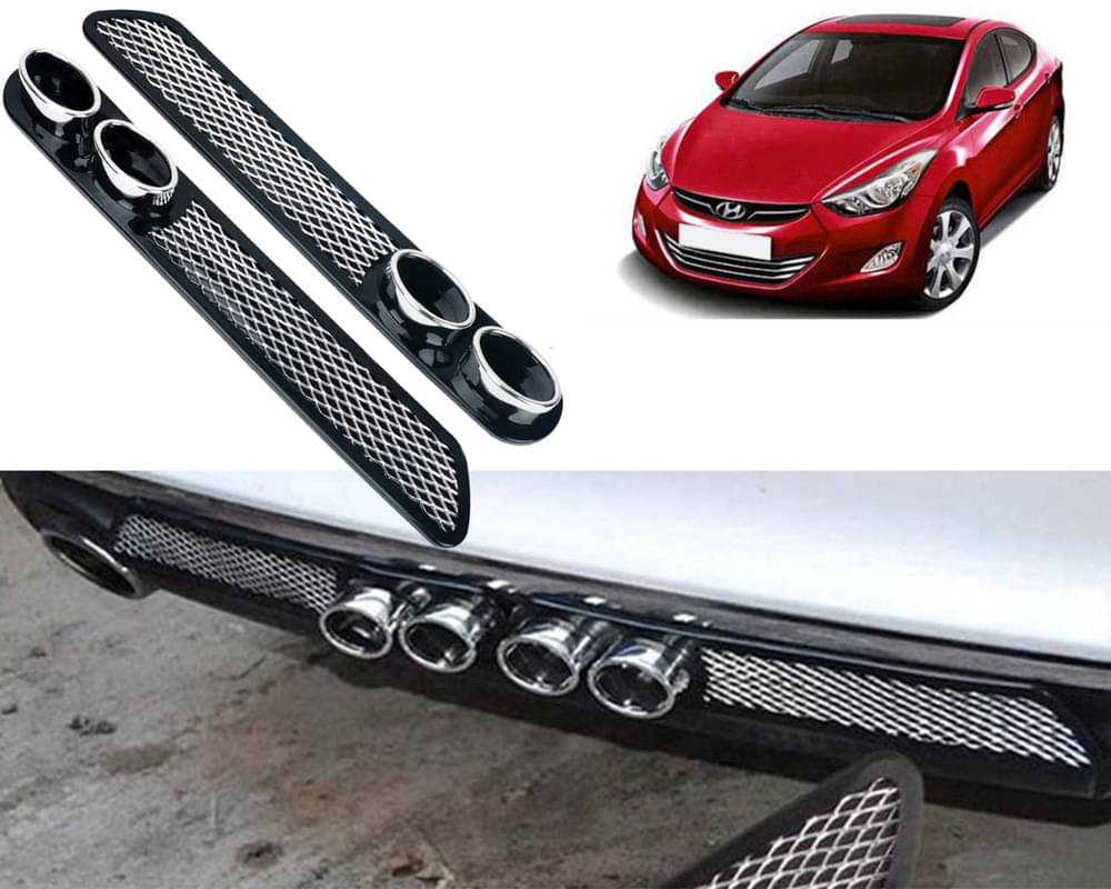     			Rear Dual Tip Bumper Lip Diffuser Car Back Bumper Spoiler Lip Splitter Chrome Compatible with Elantra
