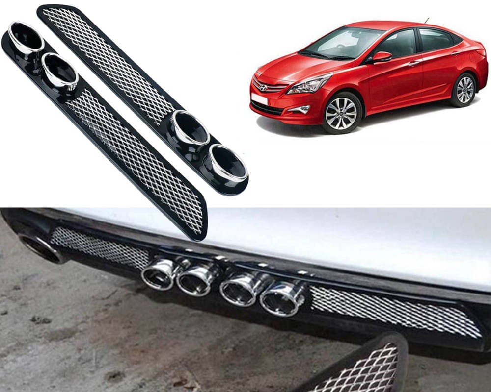 Rear Dual Tip Bumper Lip Diffuser Car Back Bumper Spoiler Lip Splitter Chrome Compatible with Verna Fluidic 4S Rear Dual Tip Bumper Lip Diffuser Car Back Bumper Spoiler Lip Splitter Chrome Compatible with Verna Fluidic 4S