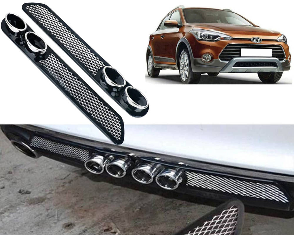Rear Dual Tip Bumper Lip Diffuser Car Back Bumper Spoiler Lip Splitter Chrome Compatible with I20 Active Rear Dual Tip Bumper Lip Diffuser Car Back Bumper Spoiler Lip Splitter Chrome Compatible with I20 Active