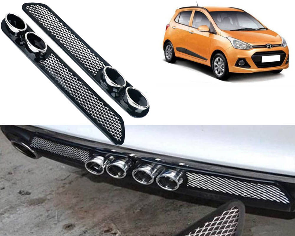Rear Dual Tip Bumper Lip Diffuser Car Back Bumper Spoiler Lip Splitter Chrome Compatible with I10 Grand Rear Dual Tip Bumper Lip Diffuser Car Back Bumper Spoiler Lip Splitter Chrome Compatible with I10 Grand
