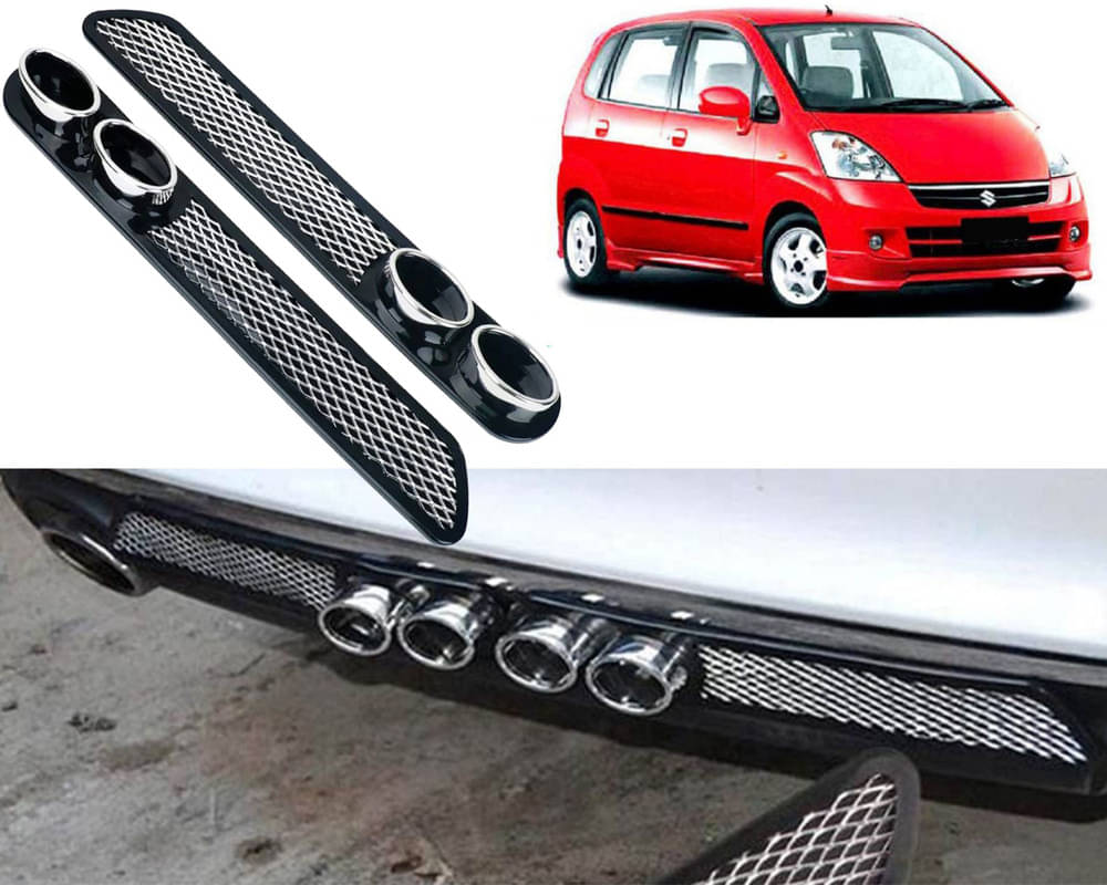     			Rear Dual Tip Bumper Lip Diffuser Car Back Bumper Spoiler Lip Splitter Chrome Compatible with Zen Estilo Type 1