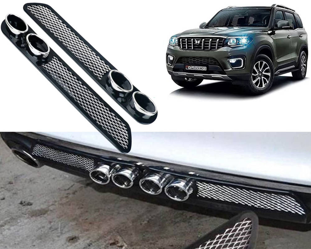 Rear Dual Tip Bumper Lip Diffuser Car Back Bumper Spoiler Lip Splitter Chrome Compatible with Scorpio N Rear Dual Tip Bumper Lip Diffuser Car Back Bumper Spoiler Lip Splitter Chrome Compatible with Scorpio N