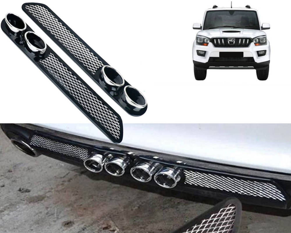     			Rear Dual Tip Bumper Lip Diffuser Car Back Bumper Spoiler Lip Splitter Chrome Compatible with Scorpio New