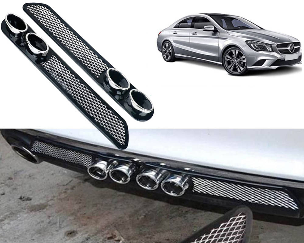 Rear Dual Tip Bumper Lip Diffuser Car Back Bumper Spoiler Lip Splitter Chrome Compatible with CLA-Class Rear Dual Tip Bumper Lip Diffuser Car Back Bumper Spoiler Lip Splitter Chrome Compatible with CLA-Class