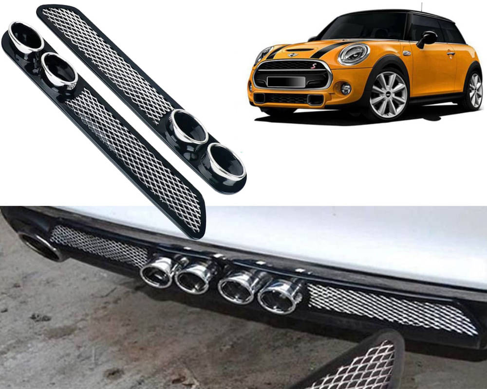     			Rear Dual Tip Bumper Lip Diffuser Car Back Bumper Spoiler Lip Splitter Chrome Compatible with Cooper