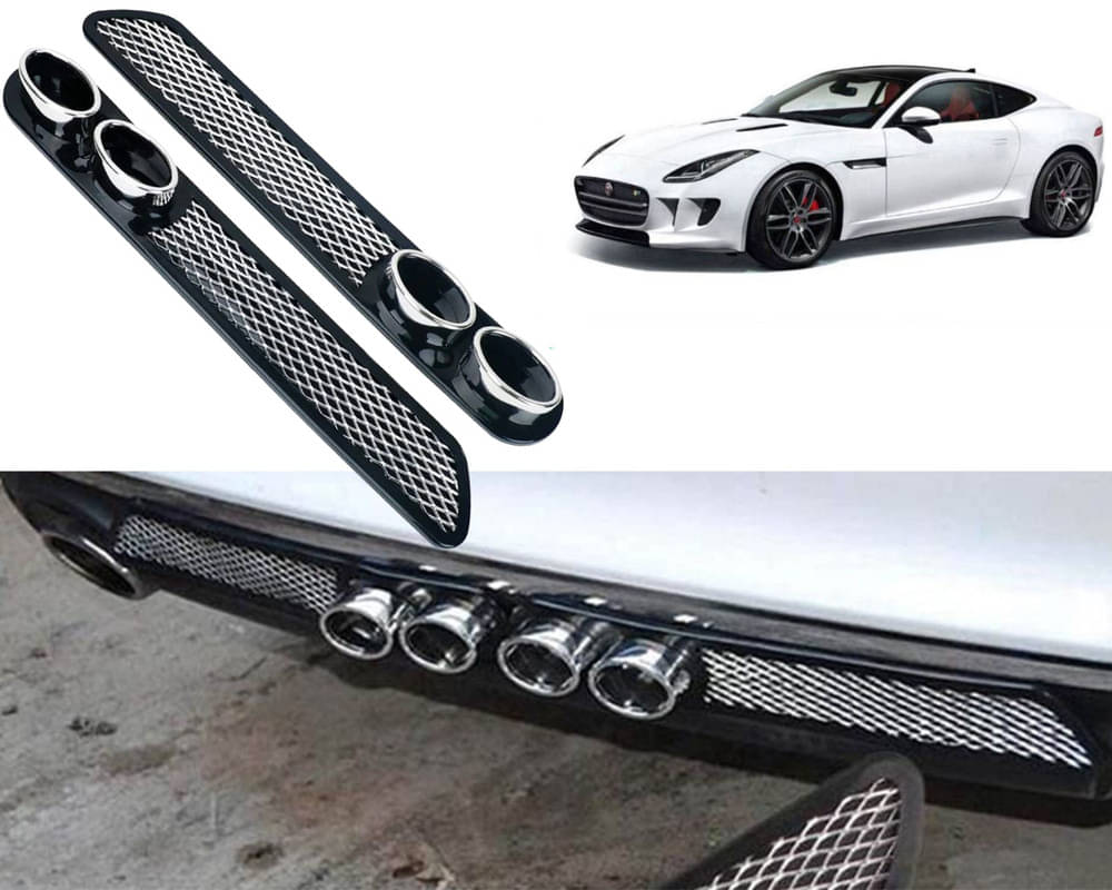 Rear Dual Tip Bumper Lip Diffuser Car Back Bumper Spoiler Lip Splitter Chrome Compatible with Jaguar F TYPE Rear Dual Tip Bumper Lip Diffuser Car Back Bumper Spoiler Lip Splitter Chrome Compatible with Jaguar F TYPE