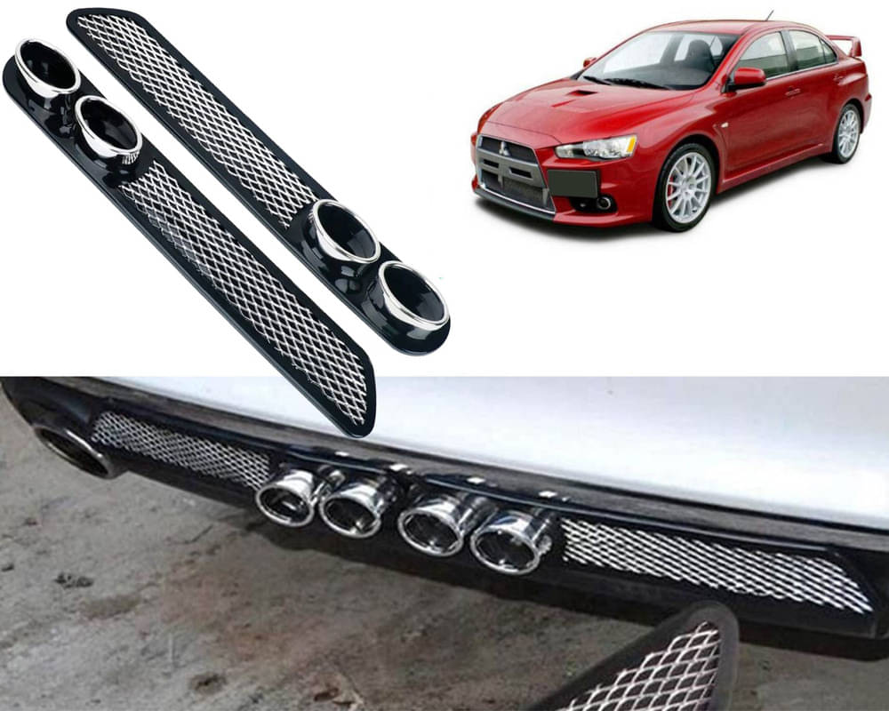     			Rear Dual Tip Bumper Lip Diffuser Car Back Bumper Spoiler Lip Splitter Chrome Compatible with Lancer