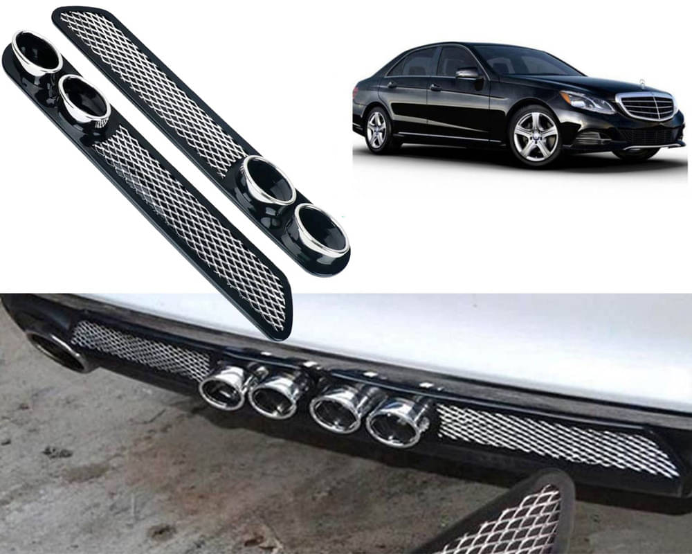 Rear Dual Tip Bumper Lip Diffuser Car Back Bumper Spoiler Lip Splitter Chrome Compatible with Benz E CLASS Rear Dual Tip Bumper Lip Diffuser Car Back Bumper Spoiler Lip Splitter Chrome Compatible with Benz E CLASS