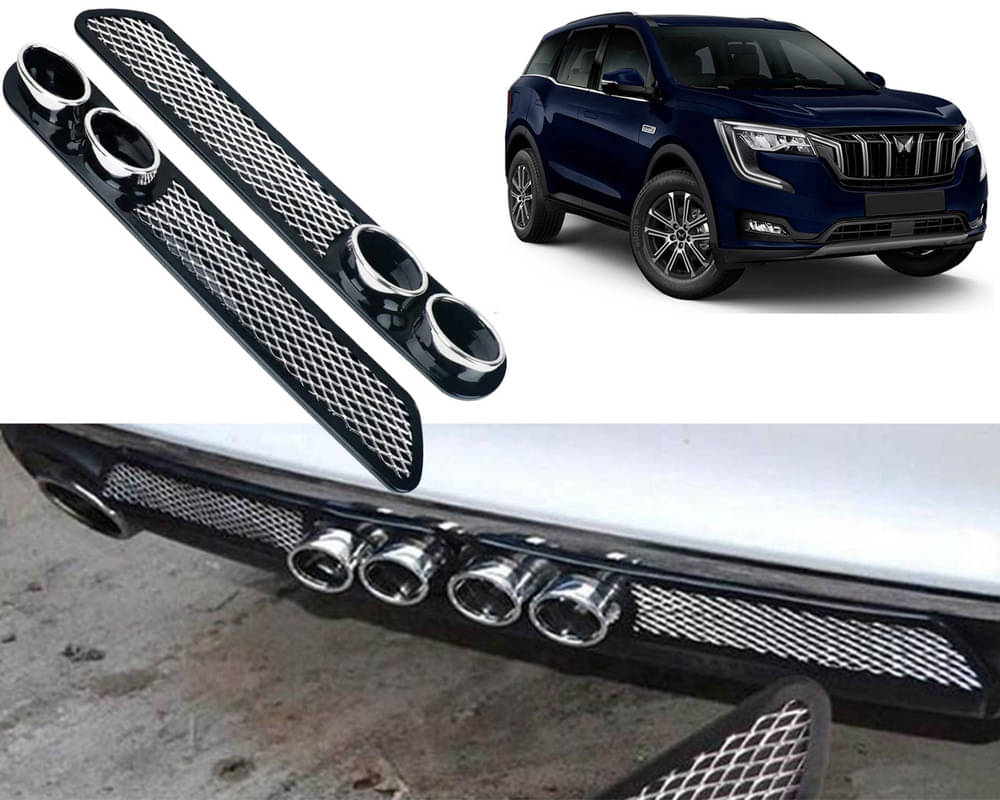     			Rear Dual Tip Bumper Lip Diffuser Car Back Bumper Spoiler Lip Splitter Chrome Compatible with XUV 700