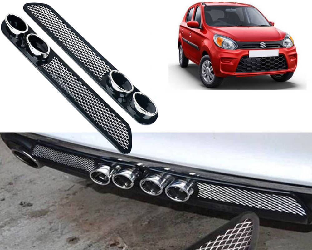 Rear Dual Tip Bumper Lip Diffuser Car Back Bumper Spoiler Lip Splitter Chrome Compatible with Alto 800 2019 Rear Dual Tip Bumper Lip Diffuser Car Back Bumper Spoiler Lip Splitter Chrome Compatible with Alto 800 2019