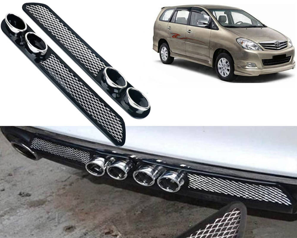 Rear Dual Tip Bumper Lip Diffuser Car Back Bumper Spoiler Lip Splitter Chrome Compatible with Innova 2005-12 Rear Dual Tip Bumper Lip Diffuser Car Back Bumper Spoiler Lip Splitter Chrome Compatible with Innova 2005-12