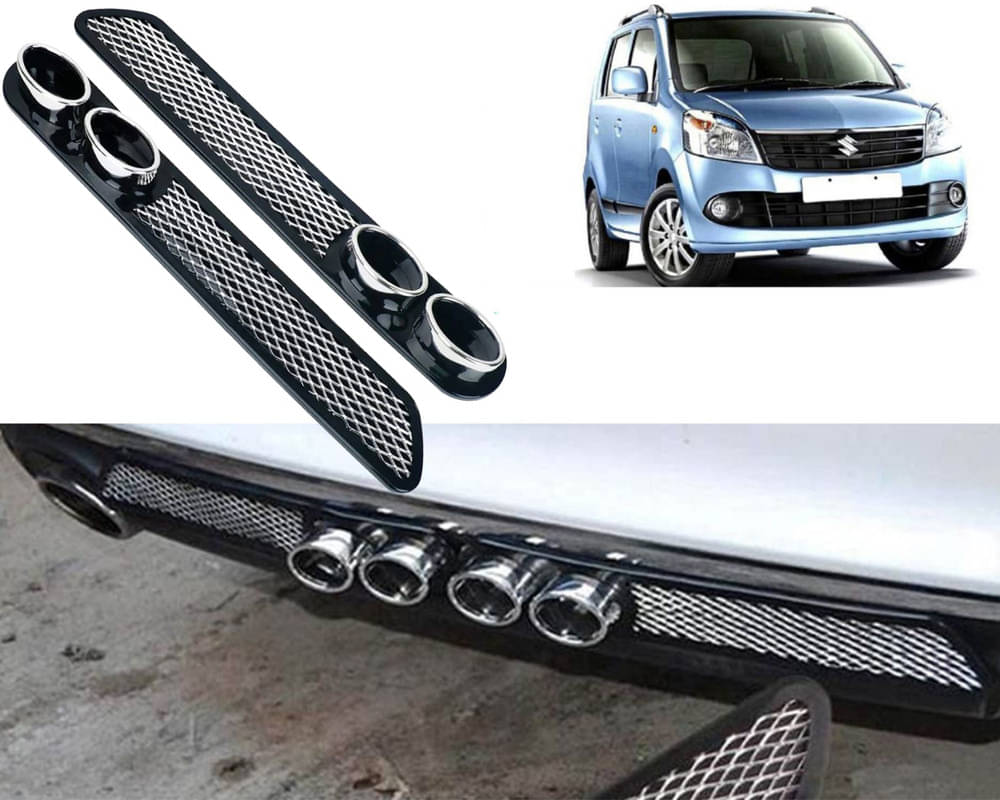     			Rear Dual Tip Bumper Lip Diffuser Car Back Bumper Spoiler Lip Splitter Chrome Compatible with WagonR 2010