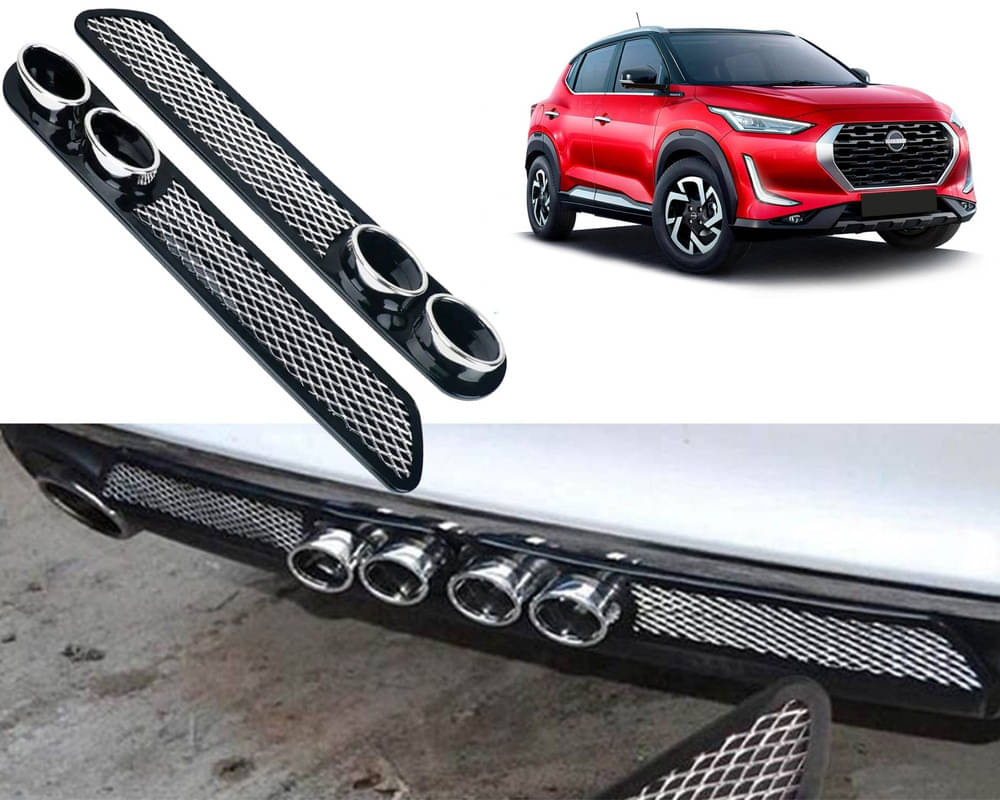     			Rear Dual Tip Bumper Lip Diffuser Car Back Bumper Spoiler Lip Splitter Chrome Compatible with Magnite