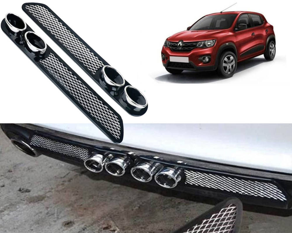 Rear Dual Tip Bumper Lip Diffuser Car Back Bumper Spoiler Lip Splitter Chrome Compatible with Kwid Rear Dual Tip Bumper Lip Diffuser Car Back Bumper Spoiler Lip Splitter Chrome Compatible with Kwid