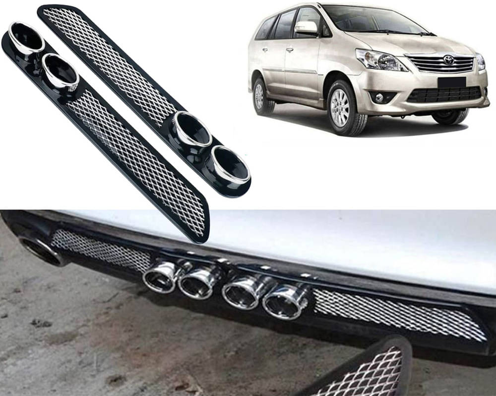 Rear Dual Tip Bumper Lip Diffuser Car Back Bumper Spoiler Lip Splitter Chrome Compatible with Innova 2012-2013 Rear Dual Tip Bumper Lip Diffuser Car Back Bumper Spoiler Lip Splitter Chrome Compatible with Innova 2012-2013