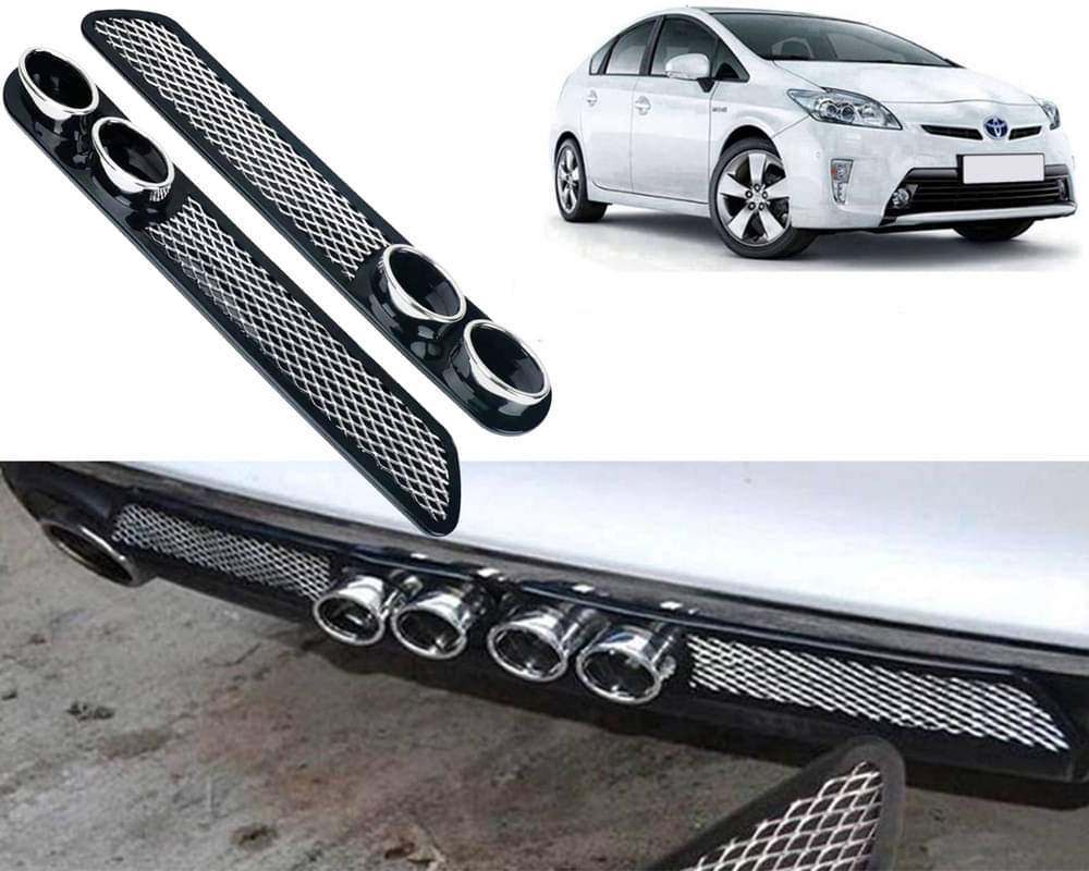 Rear Dual Tip Bumper Lip Diffuser Car Back Bumper Spoiler Lip Splitter Chrome Compatible with Prius Rear Dual Tip Bumper Lip Diffuser Car Back Bumper Spoiler Lip Splitter Chrome Compatible with Prius