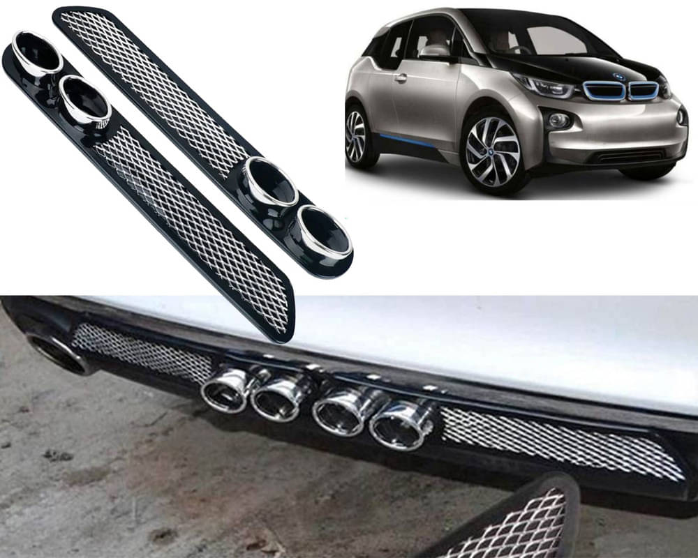     			Rear Dual Tip Bumper Lip Diffuser Car Back Bumper Spoiler Lip Splitter Chrome Compatible with i3