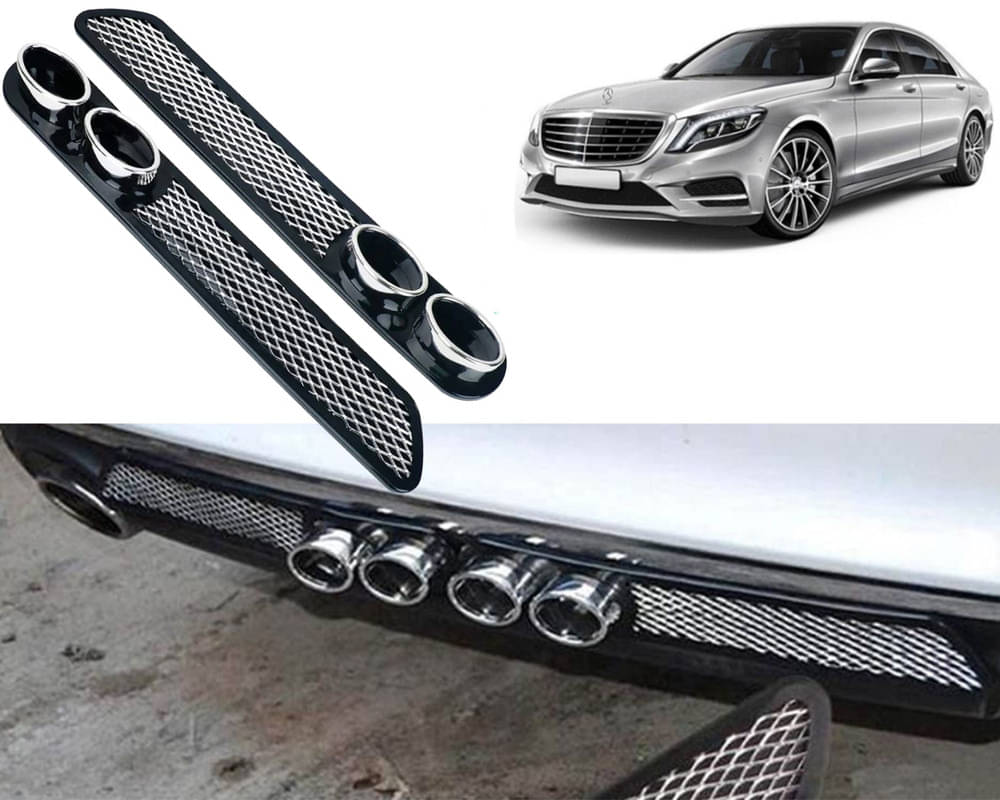     			Rear Dual Tip Bumper Lip Diffuser Car Back Bumper Spoiler Lip Splitter Chrome Compatible with C280
