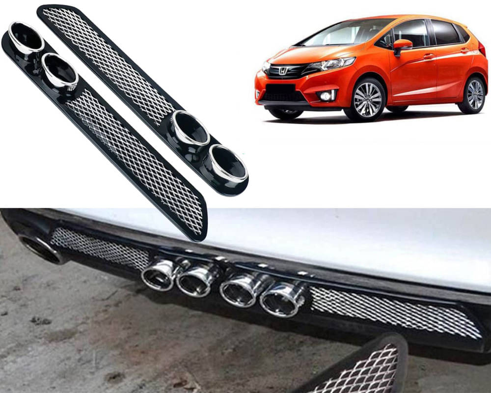     			Rear Dual Tip Bumper Lip Diffuser Car Back Bumper Spoiler Lip Splitter Chrome Compatible with Jazz 2015