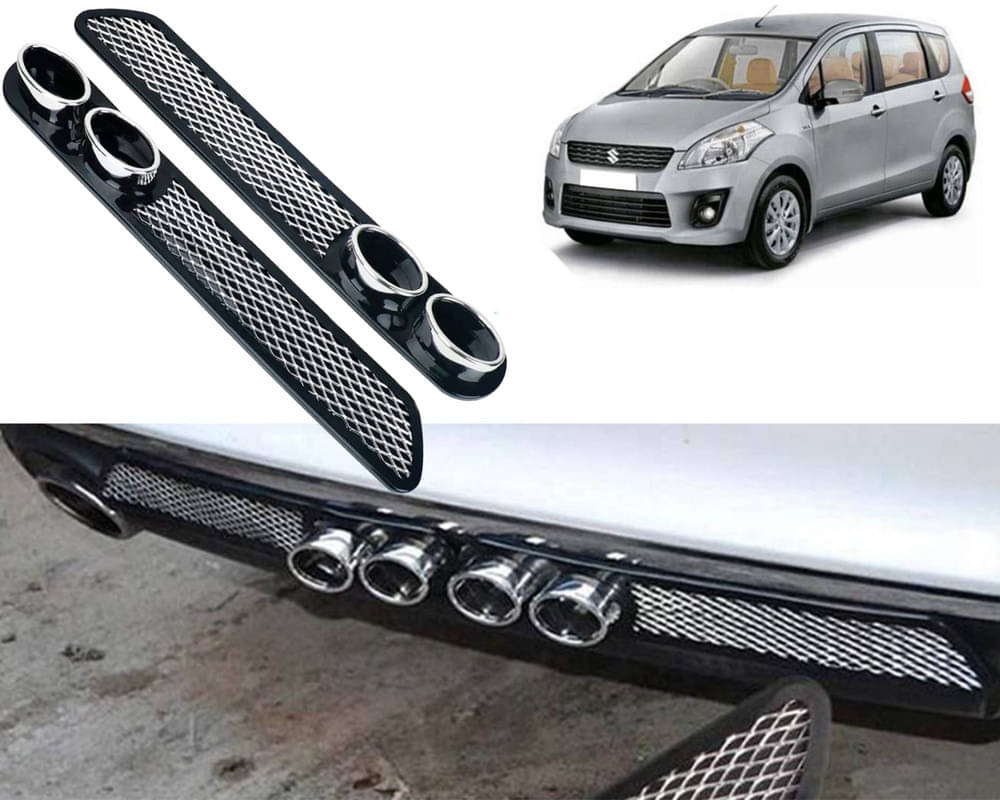 Rear Dual Tip Bumper Lip Diffuser Car Back Bumper Spoiler Lip Splitter Chrome Compatible with Ertiga Type-1 Rear Dual Tip Bumper Lip Diffuser Car Back Bumper Spoiler Lip Splitter Chrome Compatible with Ertiga Type-1