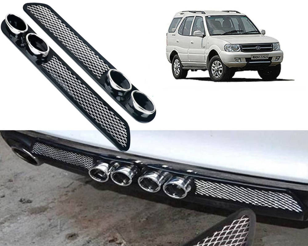     			Rear Dual Tip Bumper Lip Diffuser Car Back Bumper Spoiler Lip Splitter Chrome Compatible with Safari Storme