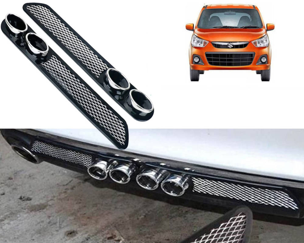     			Rear Dual Tip Bumper Lip Diffuser Car Back Bumper Spoiler Lip Splitter Chrome Compatible with Alto K10 New