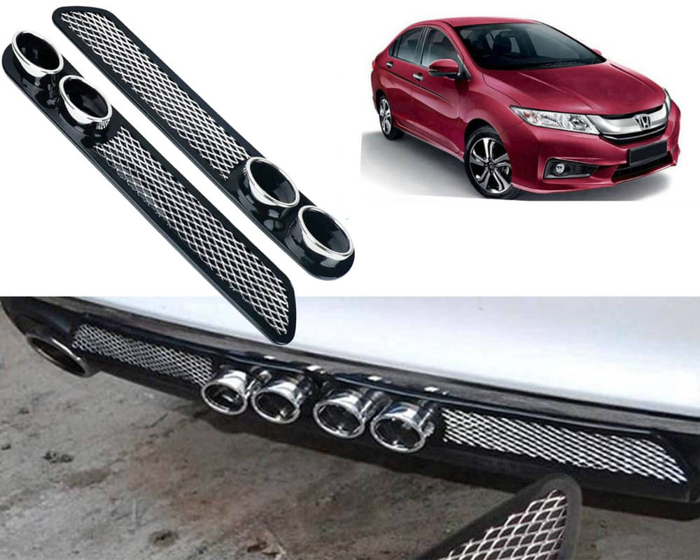 Rear Dual Tip Bumper Lip Diffuser Car Back Bumper Spoiler Lip Splitter Chrome Compatible with City Ivtec 2016 Rear Dual Tip Bumper Lip Diffuser Car Back Bumper Spoiler Lip Splitter Chrome Compatible with City Ivtec 2016