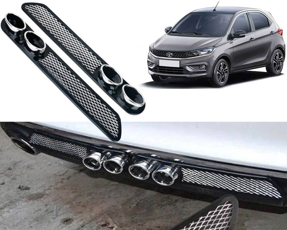     			Rear Dual Tip Bumper Lip Diffuser Car Back Bumper Spoiler Lip Splitter Chrome Compatible with Tiago 2022