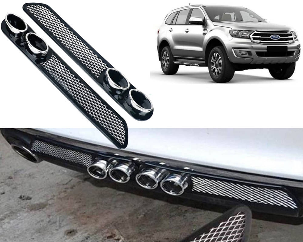 Rear Dual Tip Bumper Lip Diffuser Car Back Bumper Spoiler Lip Splitter Chrome Compatible with Endeavour 2019 Rear Dual Tip Bumper Lip Diffuser Car Back Bumper Spoiler Lip Splitter Chrome Compatible with Endeavour 2019