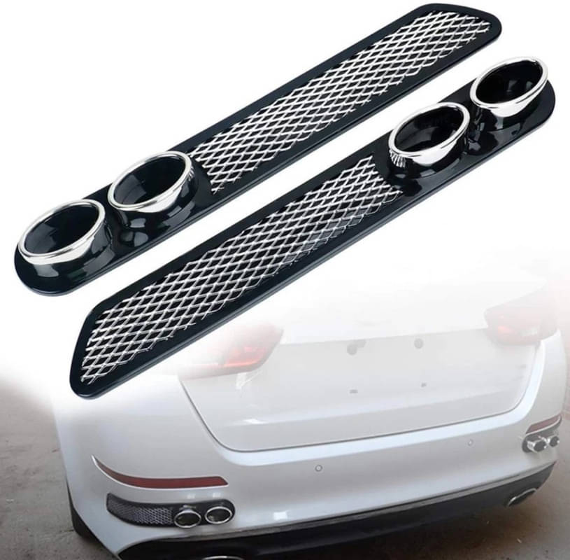 Rear Dual Tip Bumper Lip Diffuser Car Back Bumper Spoiler Lip Splitter Chrome Compatible with Figo New - 2015 Rear Dual Tip Bumper Lip Diffuser Car Back Bumper Spoiler Lip Splitter Chrome Compatible with Figo New - 2015