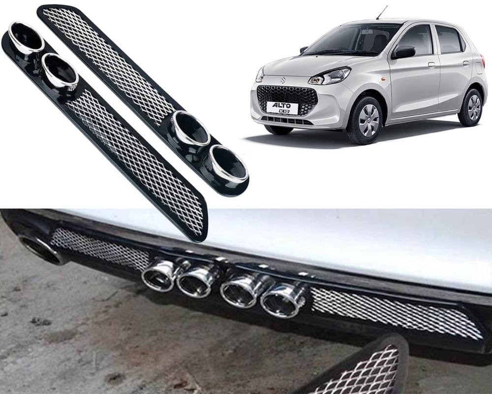 Rear Dual Tip Bumper Lip Diffuser Car Back Bumper Spoiler Lip Splitter Chrome Compatible with Alto K10 2022 Rear Dual Tip Bumper Lip Diffuser Car Back Bumper Spoiler Lip Splitter Chrome Compatible with Alto K10 2022