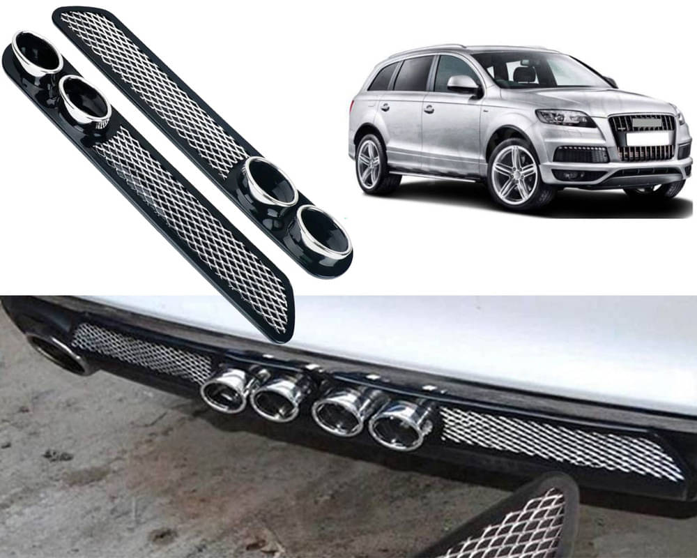 Rear Dual Tip Bumper Lip Diffuser Car Back Bumper Spoiler Lip Splitter Chrome Compatible with Q7 Rear Dual Tip Bumper Lip Diffuser Car Back Bumper Spoiler Lip Splitter Chrome Compatible with Q7