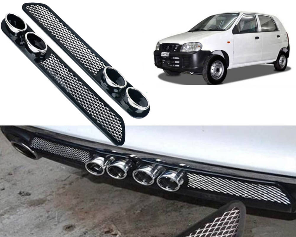     			Rear Dual Tip Bumper Lip Diffuser Car Back Bumper Spoiler Lip Splitter Chrome Compatible with Alto
