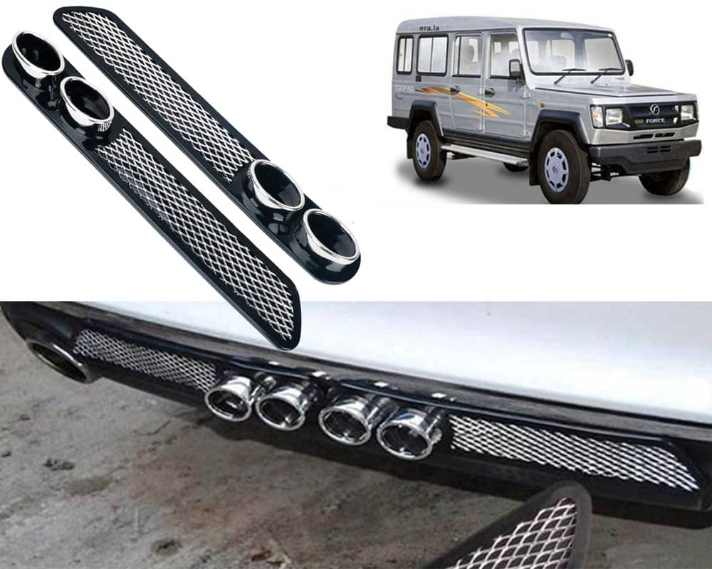     			Rear Dual Tip Bumper Lip Diffuser Car Back Bumper Spoiler Lip Splitter Chrome Compatible with Land Cruiser