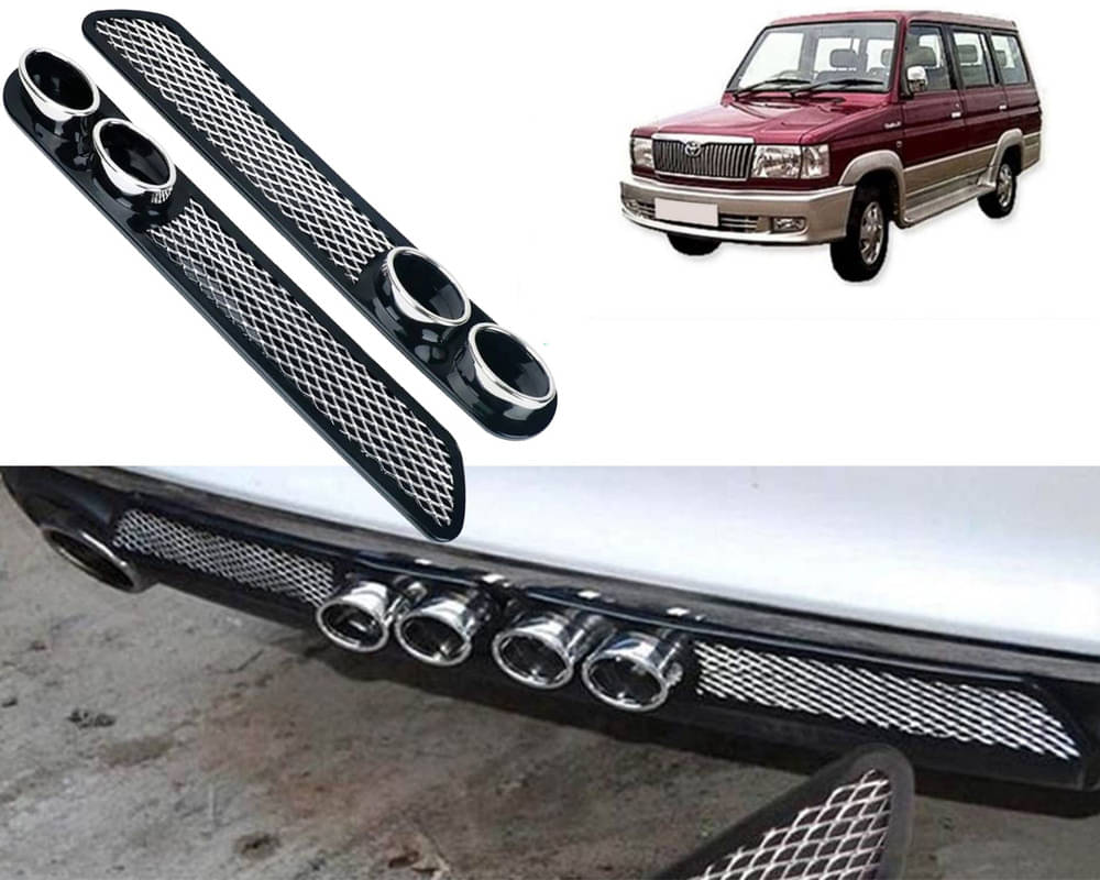 Rear Dual Tip Bumper Lip Diffuser Car Back Bumper Spoiler Lip Splitter Chrome Compatible with Qualis Rear Dual Tip Bumper Lip Diffuser Car Back Bumper Spoiler Lip Splitter Chrome Compatible with Qualis