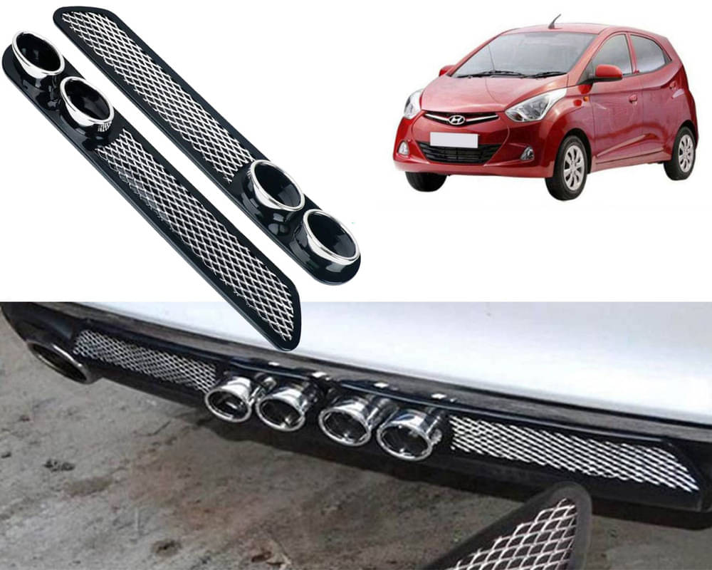     			Rear Dual Tip Bumper Lip Diffuser Car Back Bumper Spoiler Lip Splitter Chrome Compatible with Eon