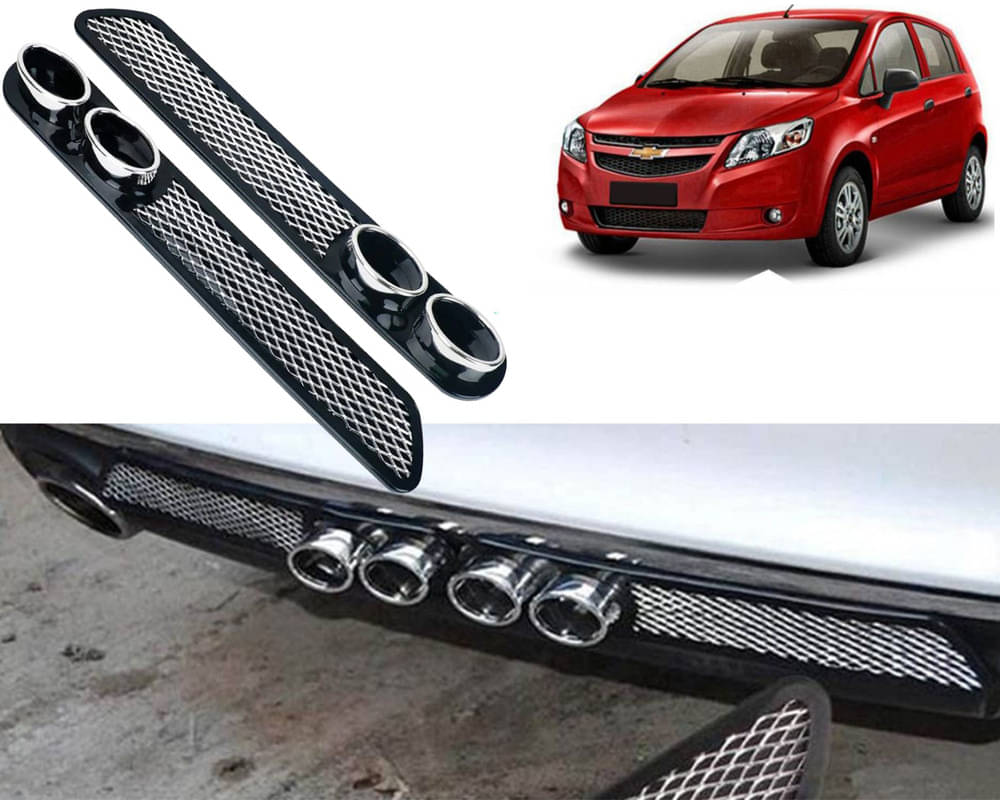     			Rear Dual Tip Bumper Lip Diffuser Car Back Bumper Spoiler Lip Splitter Chrome Compatible with Sail Hatchback