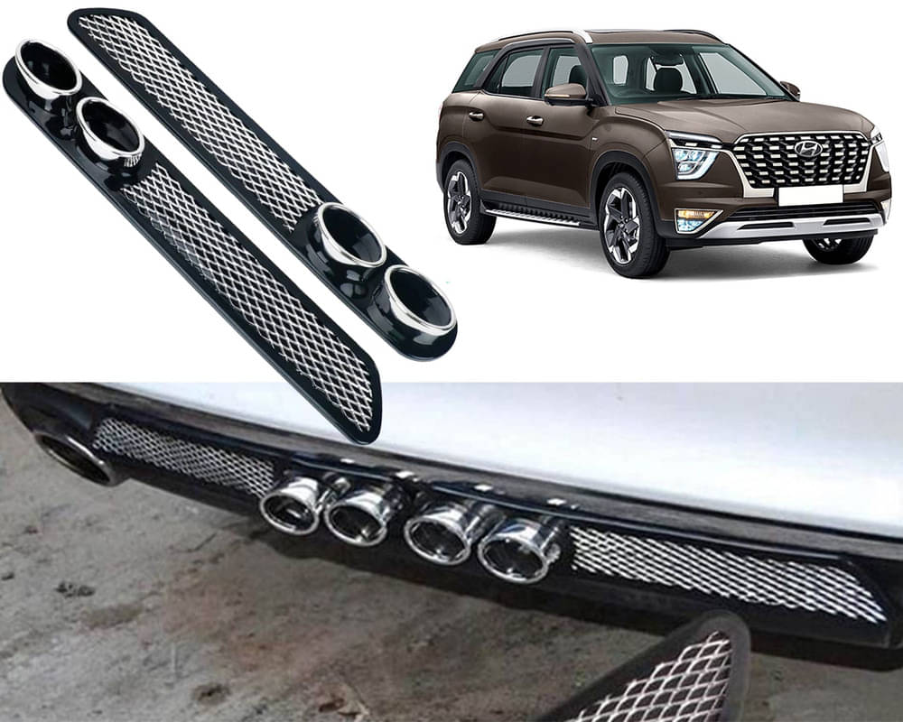 Rear Dual Tip Bumper Lip Diffuser Car Back Bumper Spoiler Lip Splitter Chrome Compatible with Alcaza Rear Dual Tip Bumper Lip Diffuser Car Back Bumper Spoiler Lip Splitter Chrome Compatible with Alcaza