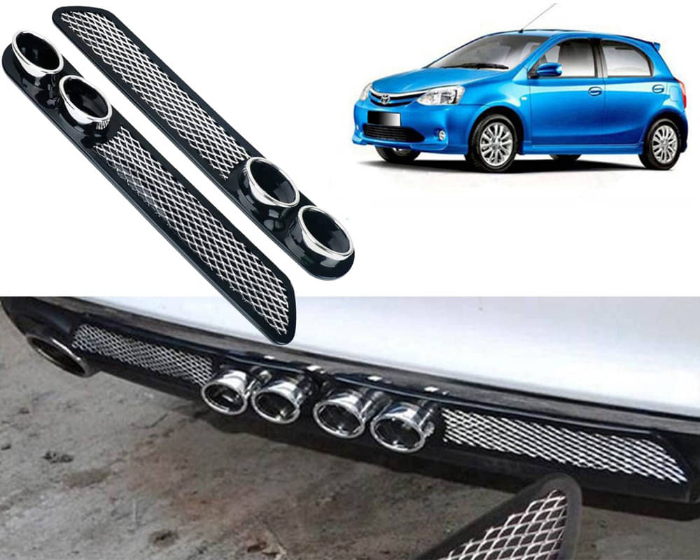 Rear Dual Tip Bumper Lip Diffuser Car Back Bumper Spoiler Lip Splitter Chrome Compatible with Etios Liva Rear Dual Tip Bumper Lip Diffuser Car Back Bumper Spoiler Lip Splitter Chrome Compatible with Etios Liva