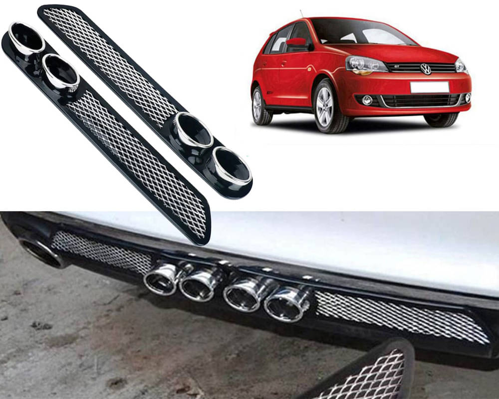     			Rear Dual Tip Bumper Lip Diffuser Car Back Bumper Spoiler Lip Splitter Chrome Compatible with Polo Vivo GT