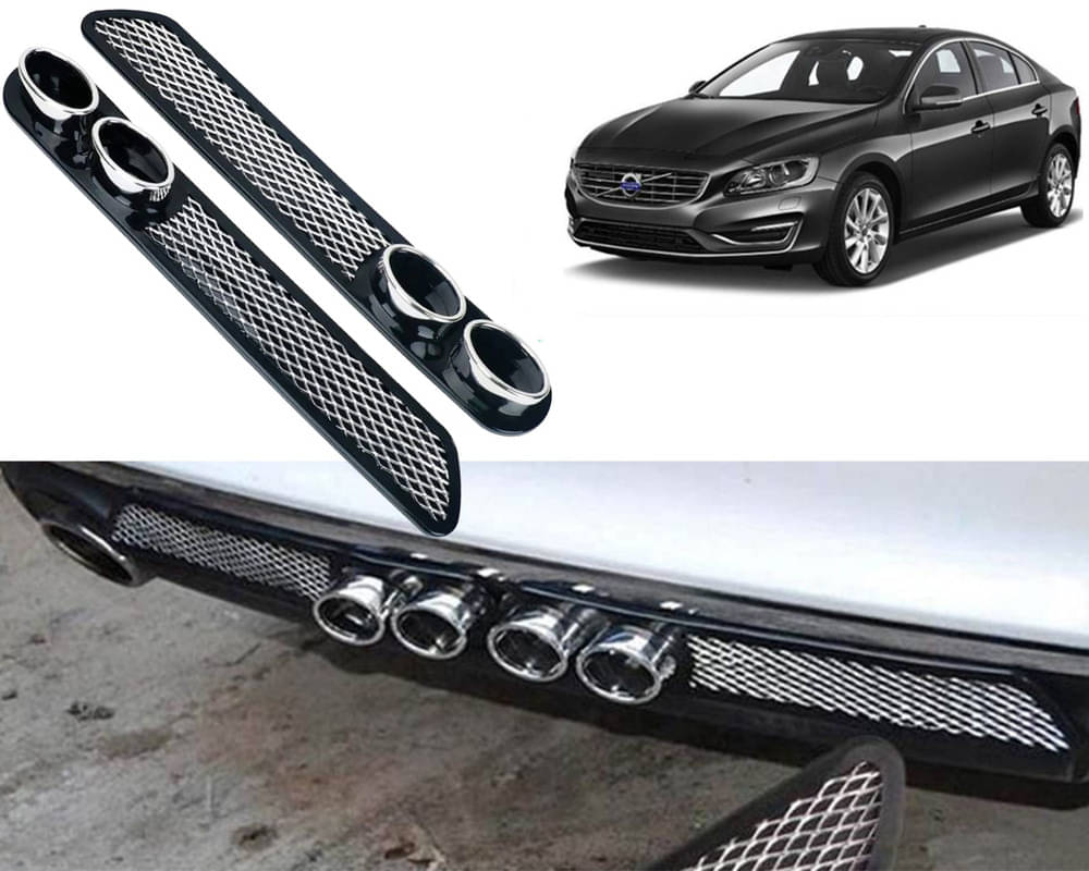     			Rear Dual Tip Bumper Lip Diffuser Car Back Bumper Spoiler Lip Splitter Chrome Compatible with S60