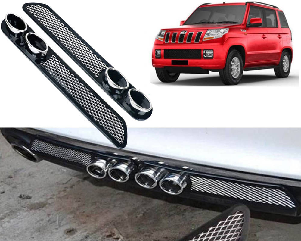     			Rear Dual Tip Bumper Lip Diffuser Car Back Bumper Spoiler Lip Splitter Chrome Compatible with TUV-300