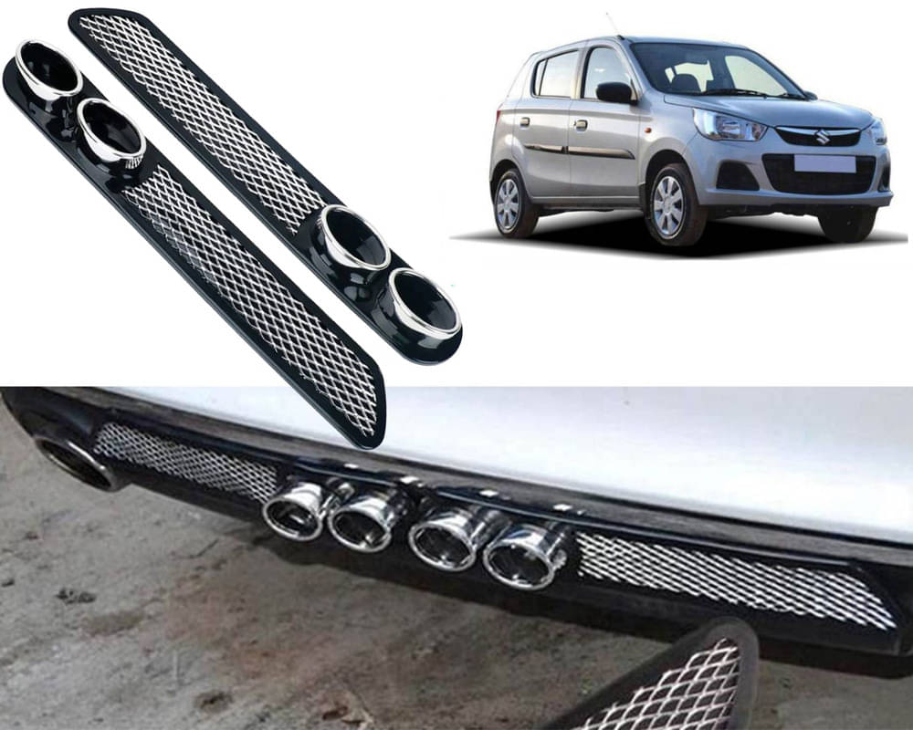 Rear Dual Tip Bumper Lip Diffuser Car Back Bumper Spoiler Lip Splitter Chrome Compatible with Alto K10 2018 Rear Dual Tip Bumper Lip Diffuser Car Back Bumper Spoiler Lip Splitter Chrome Compatible with Alto K10 2018