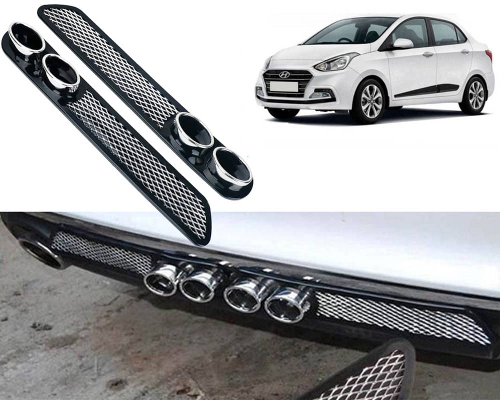     			Rear Dual Tip Bumper Lip Diffuser Car Back Bumper Spoiler Lip Splitter Chrome Compatible with Xcent 2016