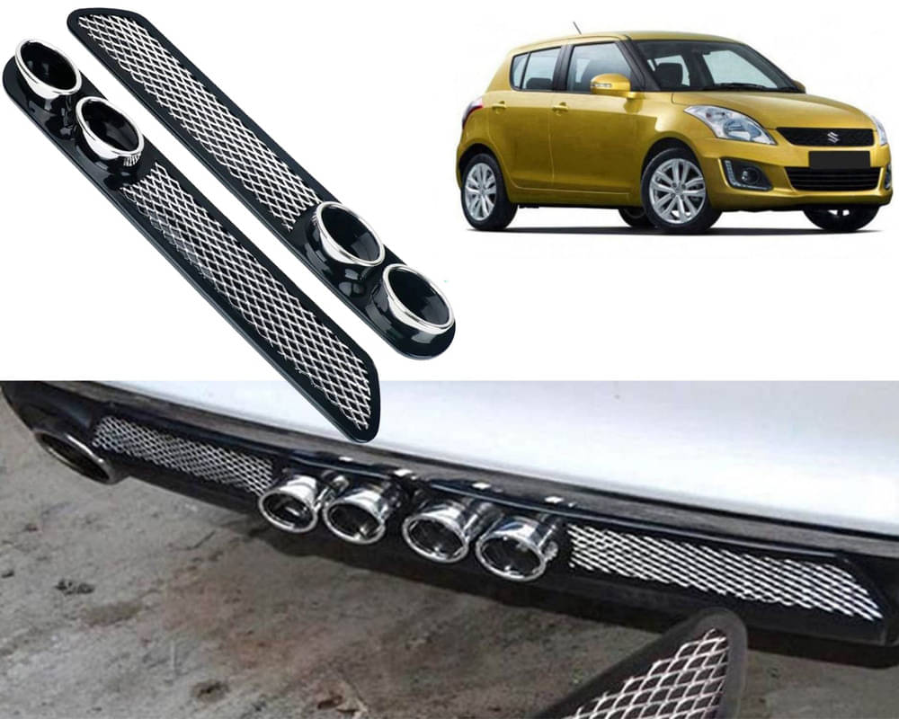 Rear Dual Tip Bumper Lip Diffuser Car Back Bumper Spoiler Lip Splitter Chrome Compatible with Swift Rear Dual Tip Bumper Lip Diffuser Car Back Bumper Spoiler Lip Splitter Chrome Compatible with Swift