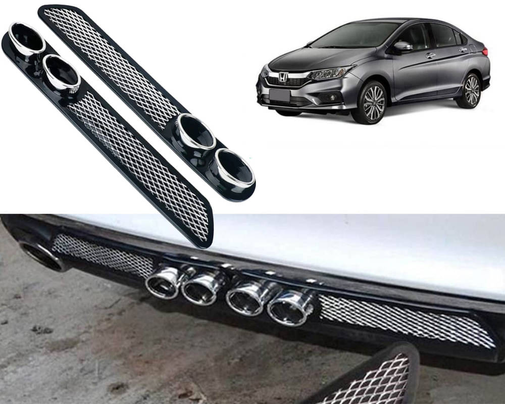     			Rear Dual Tip Bumper Lip Diffuser Car Back Bumper Spoiler Lip Splitter Chrome Compatible with City Ivtec 2019
