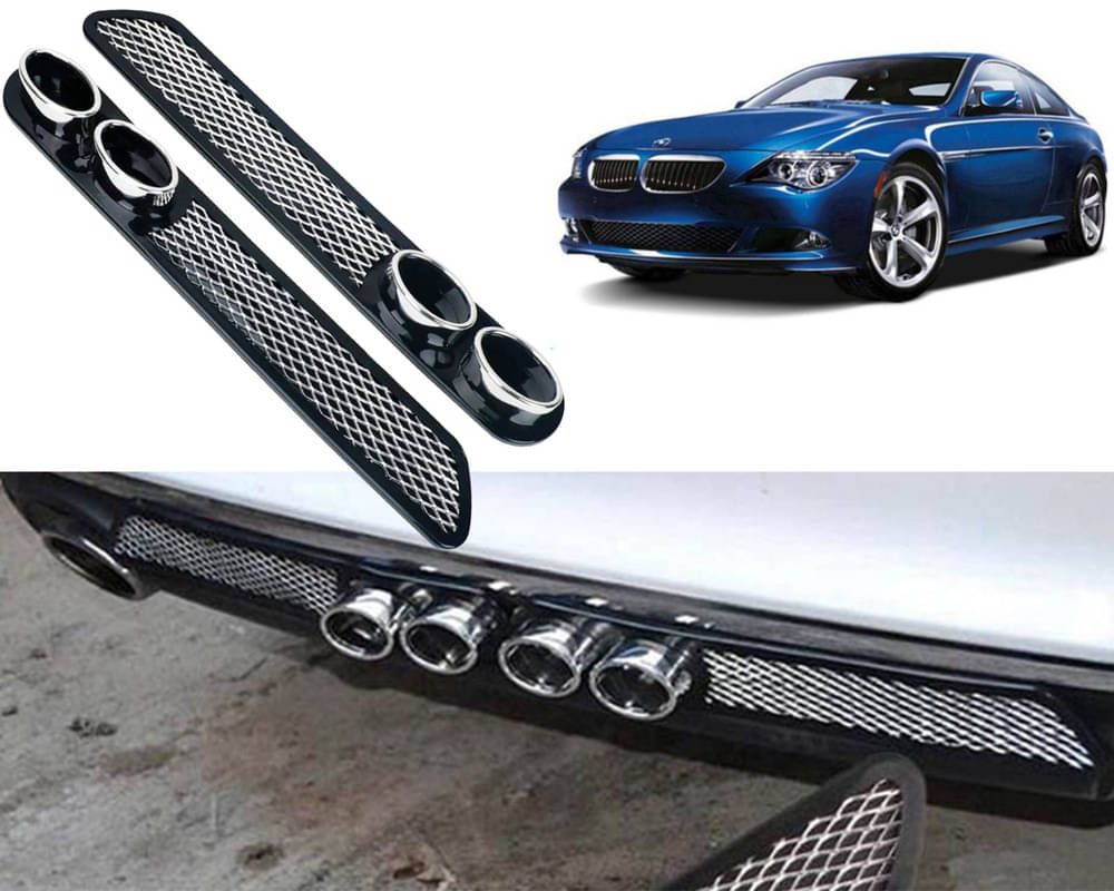     			Rear Dual Tip Bumper Lip Diffuser Car Back Bumper Spoiler Lip Splitter Chrome Compatible with 6 Series