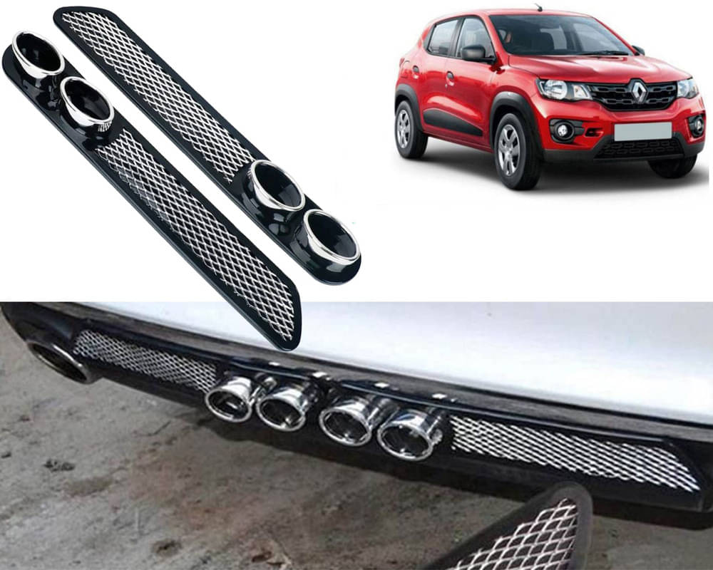 Rear Dual Tip Bumper Lip Diffuser Car Back Bumper Spoiler Lip Splitter Chrome Compatible with Kwid 2018 Rear Dual Tip Bumper Lip Diffuser Car Back Bumper Spoiler Lip Splitter Chrome Compatible with Kwid 2018